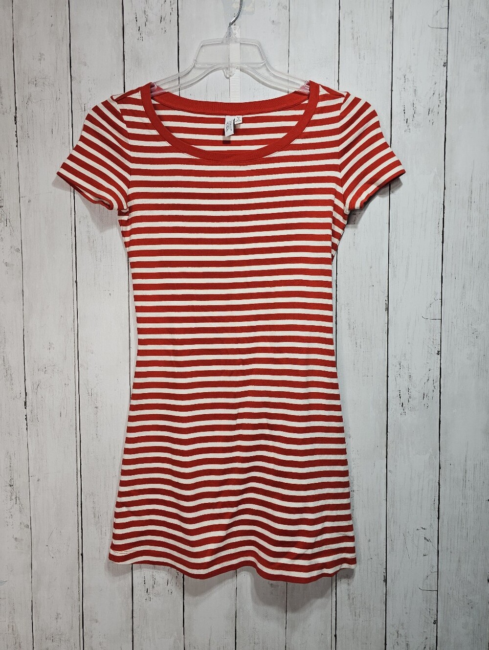 & Other Stories Women's Red White Striped 100% Cotton Knit S/S Dress Size 6.
